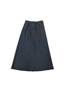 EDWARD Womens 6 Black Linen Blend Midi Skirt Lined Zipper Chevron design